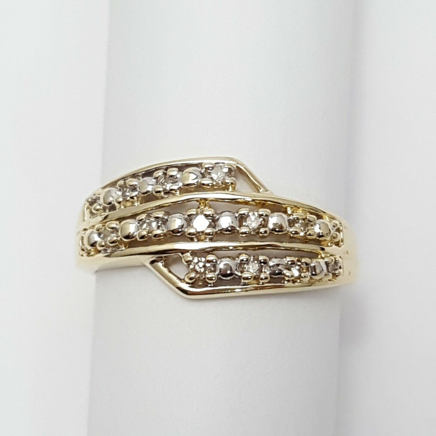 10K Solid Yellow Gold Designer Diamond Ring