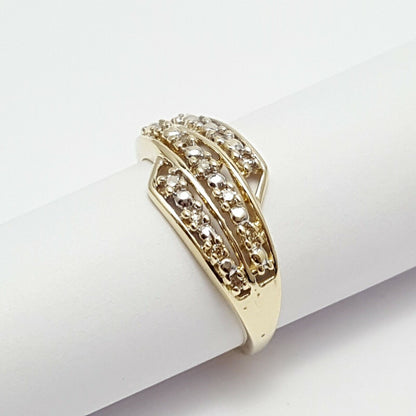 10K Solid Yellow Gold Designer Diamond Ring