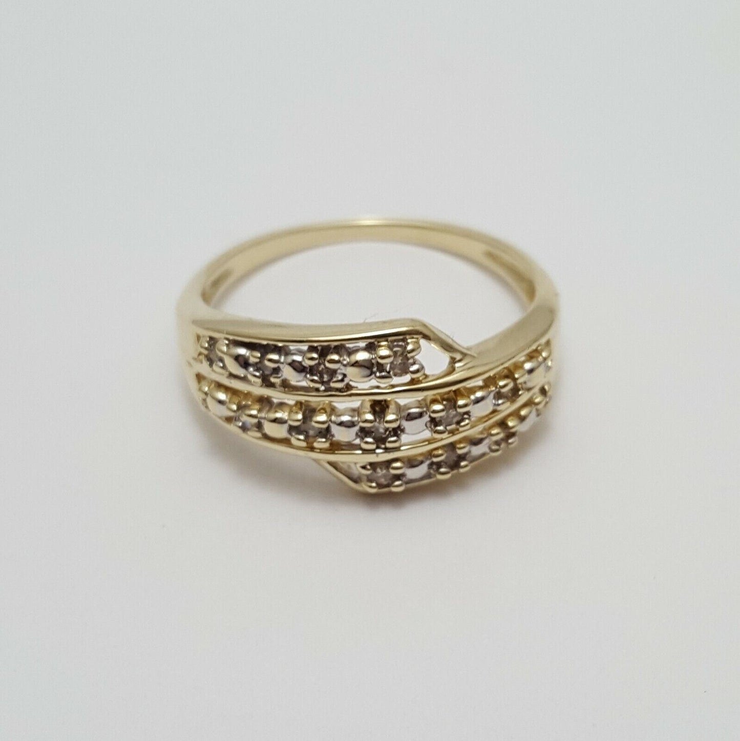 10K Solid Yellow Gold Designer Diamond Ring