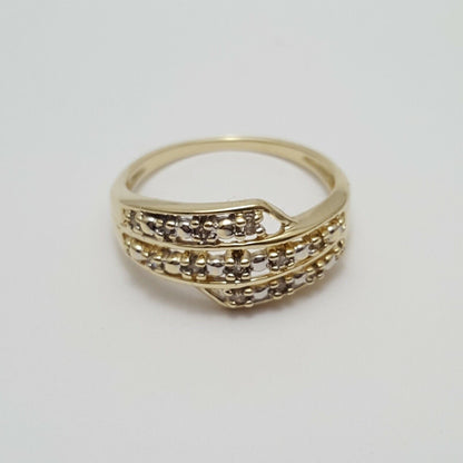 10K Solid Yellow Gold Designer Diamond Ring