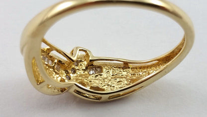 10K Solid Yellow Gold Baguette & Round Diamond Ring