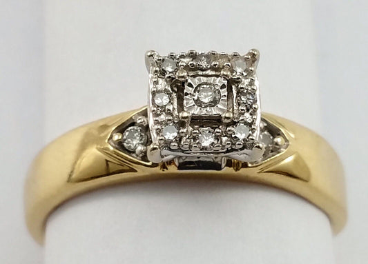 14K Solid Yellow Gold Engagement Diamond Ring