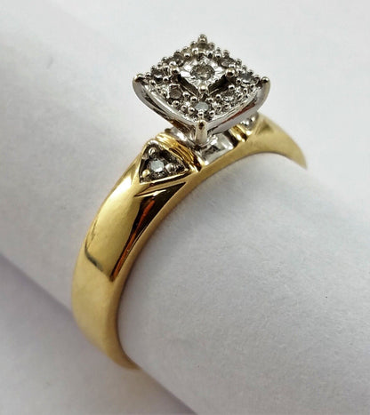 14K Solid Yellow Gold Engagement Diamond Ring