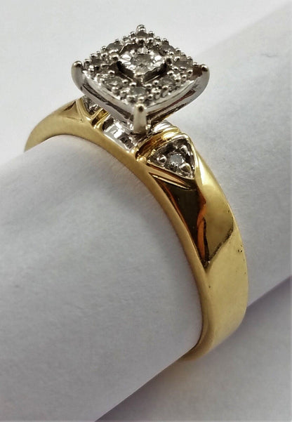 14K Solid Yellow Gold Engagement Diamond Ring