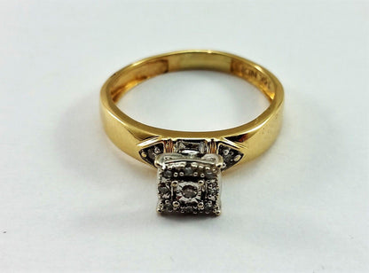 14K Solid Yellow Gold Engagement Diamond Ring