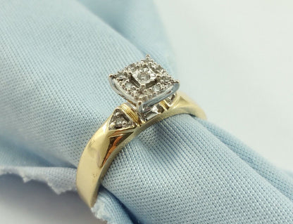 14K Solid Yellow Gold Engagement Diamond Ring