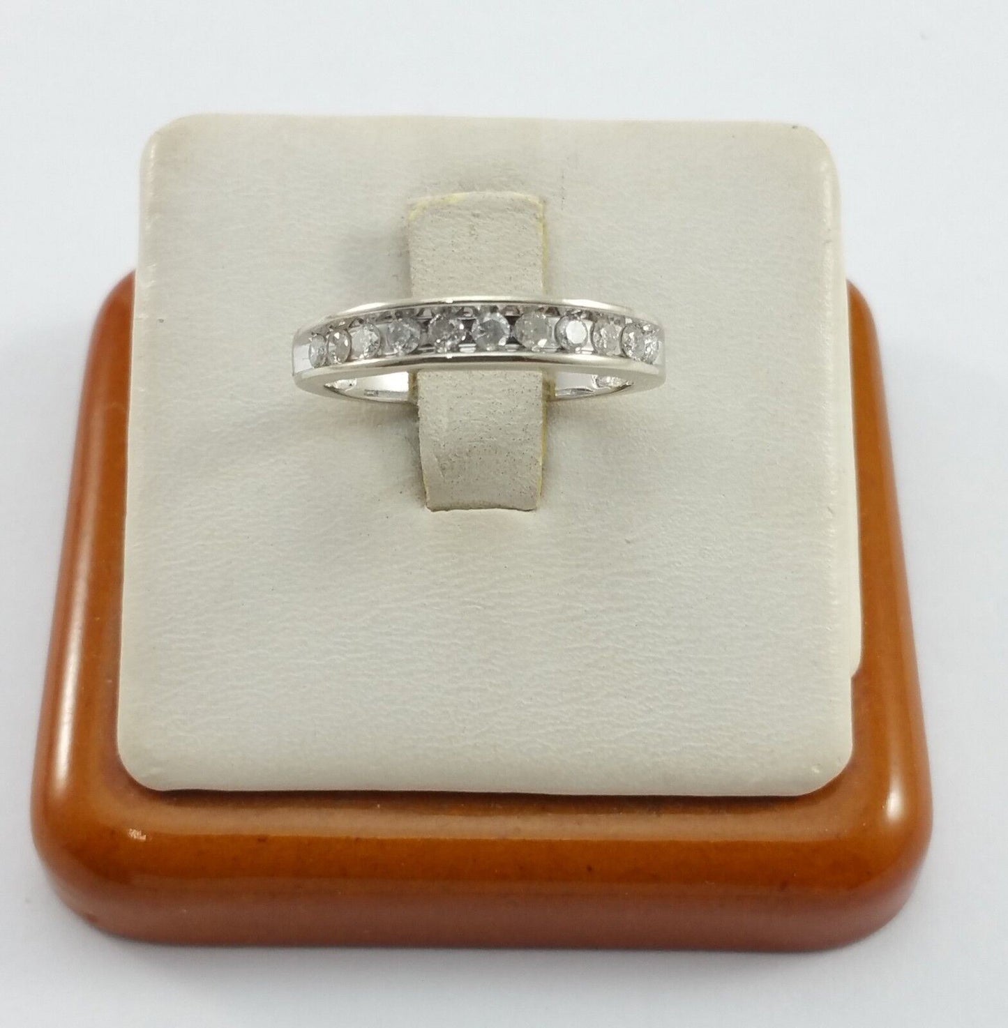 10K White Gold Ring Band with Diamonds