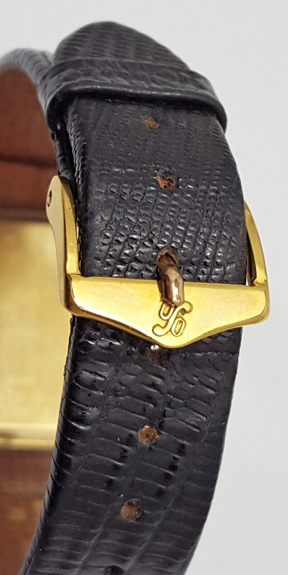 18kt Yellow Gold Franklin Mint Royal Crest Tank Leather Band Men's Watch 24mm