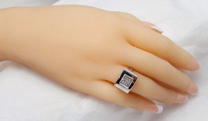 14K Solid White Gold Ladies Designer Square Shaped Diamond Ring