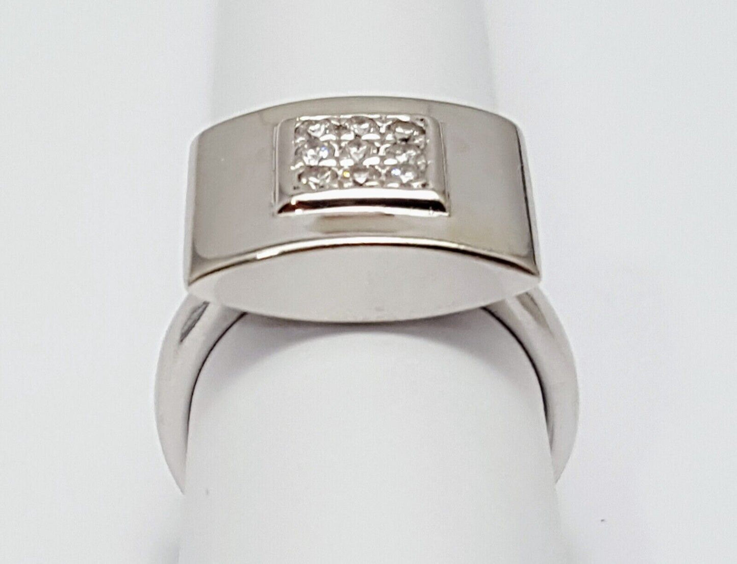 14K Solid White Gold Ladies Designer Square Shaped Diamond Ring