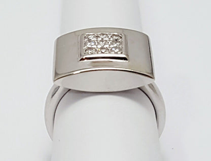 14K Solid White Gold Ladies Designer Square Shaped Diamond Ring