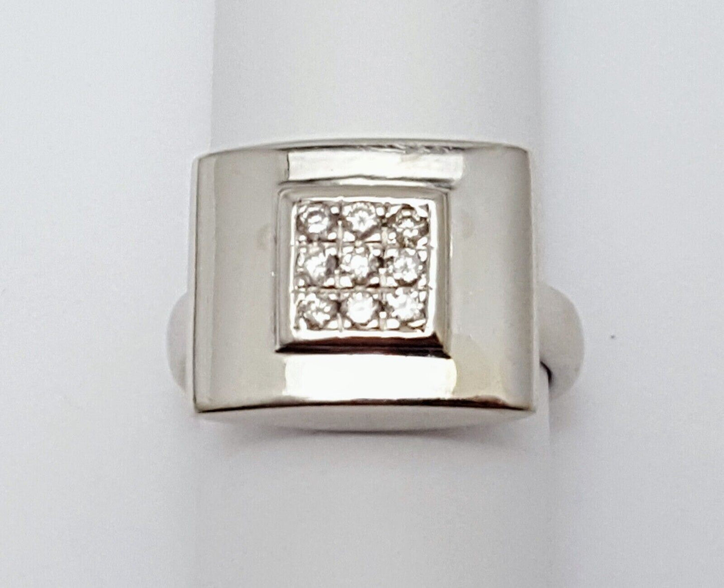 14K Solid White Gold Ladies Designer Square Shaped Diamond Ring