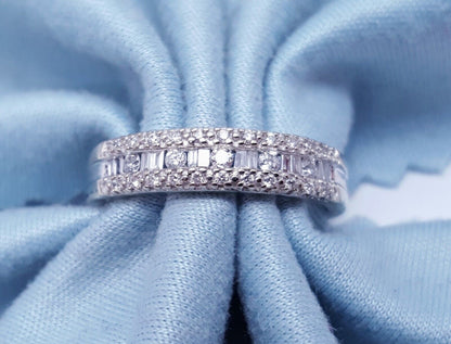 10K White Gold Designer Diamond Engagement Band Ring