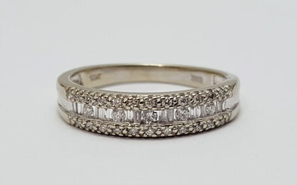 10K White Gold Designer Diamond Engagement Band Ring