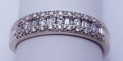 10K White Gold Designer Diamond Engagement Band Ring