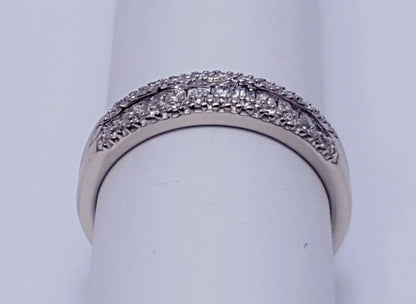 10K White Gold Designer Diamond Engagement Band Ring