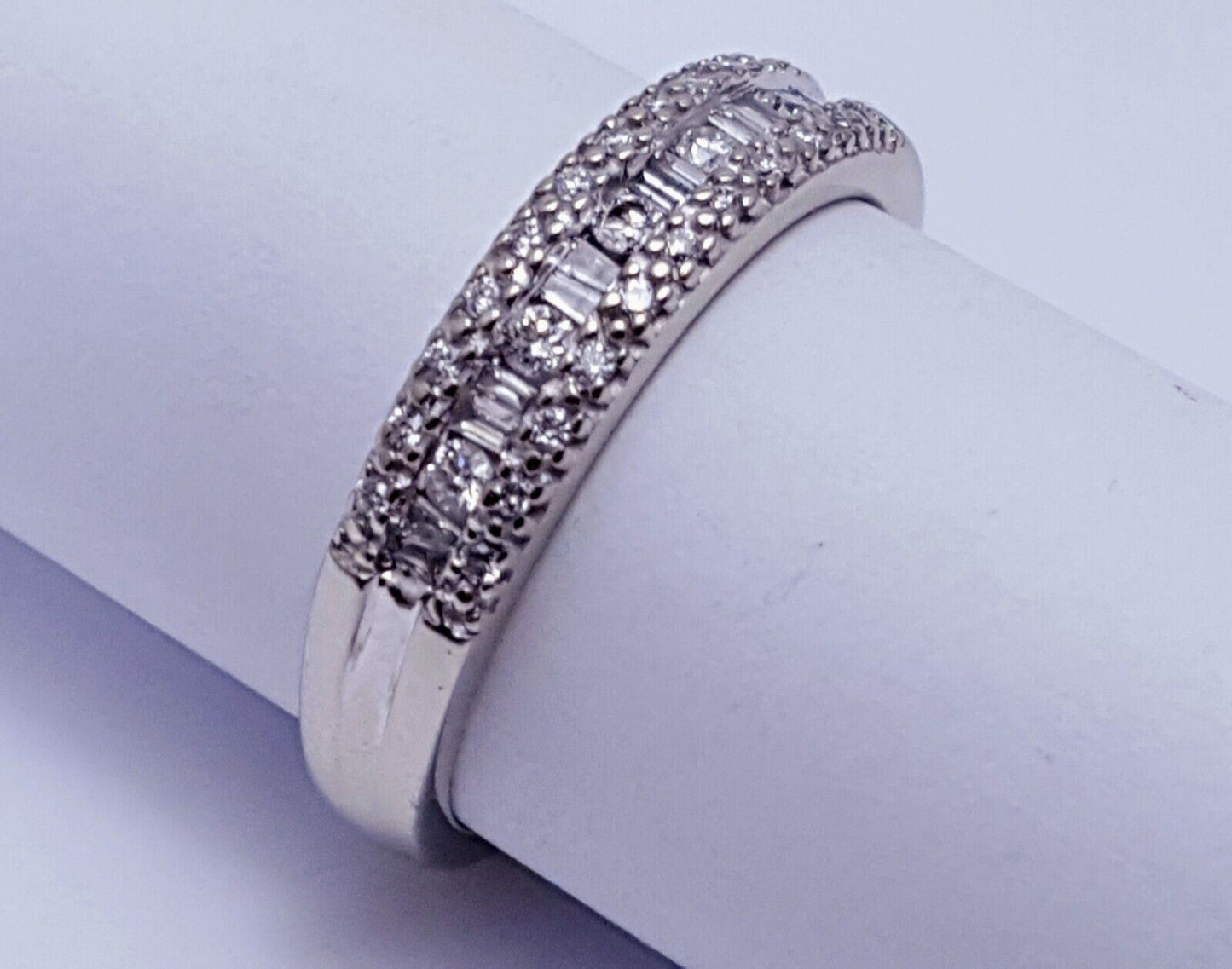 10K White Gold Designer Diamond Engagement Band Ring