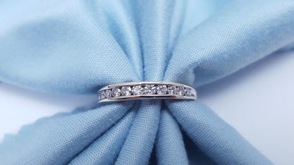 Exquisite 14K Solid White Gold Designer Diamond Wedding Band Ring