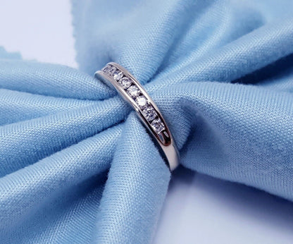 Exquisite 14K Solid White Gold Designer Diamond Wedding Band Ring