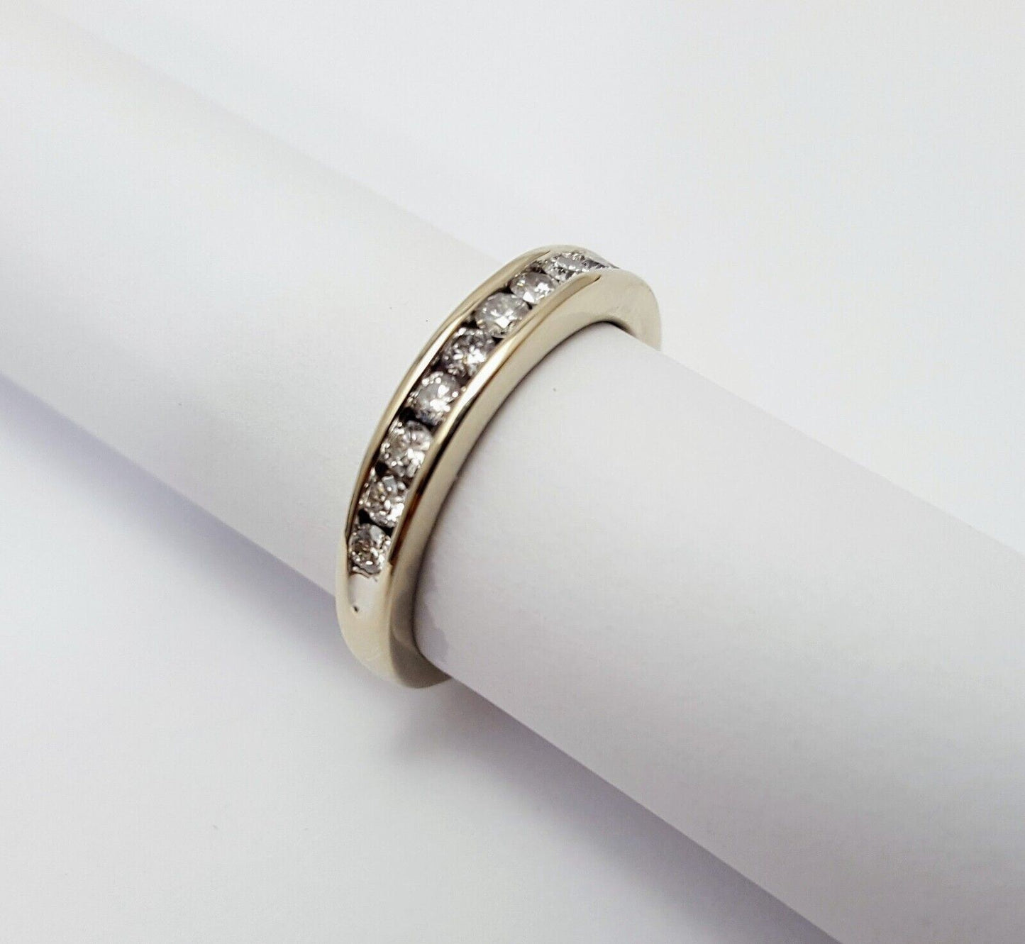 Exquisite 14K Solid White Gold Designer Diamond Wedding Band Ring