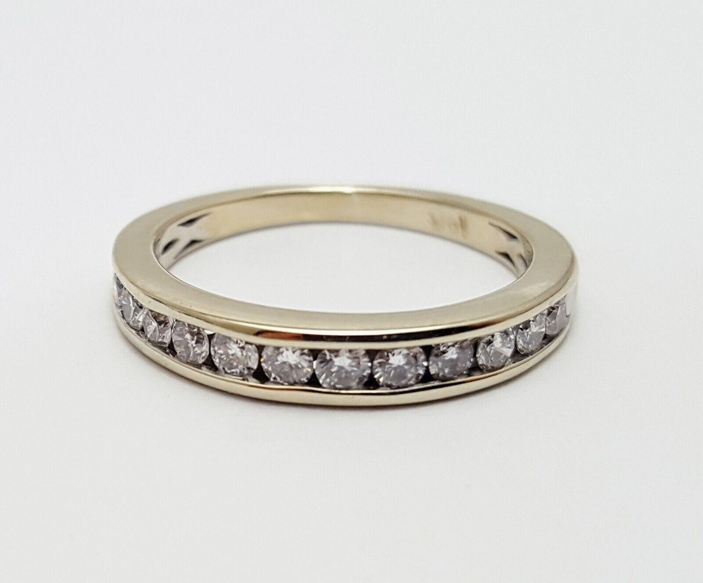 Exquisite 14K Solid White Gold Designer Diamond Wedding Band Ring