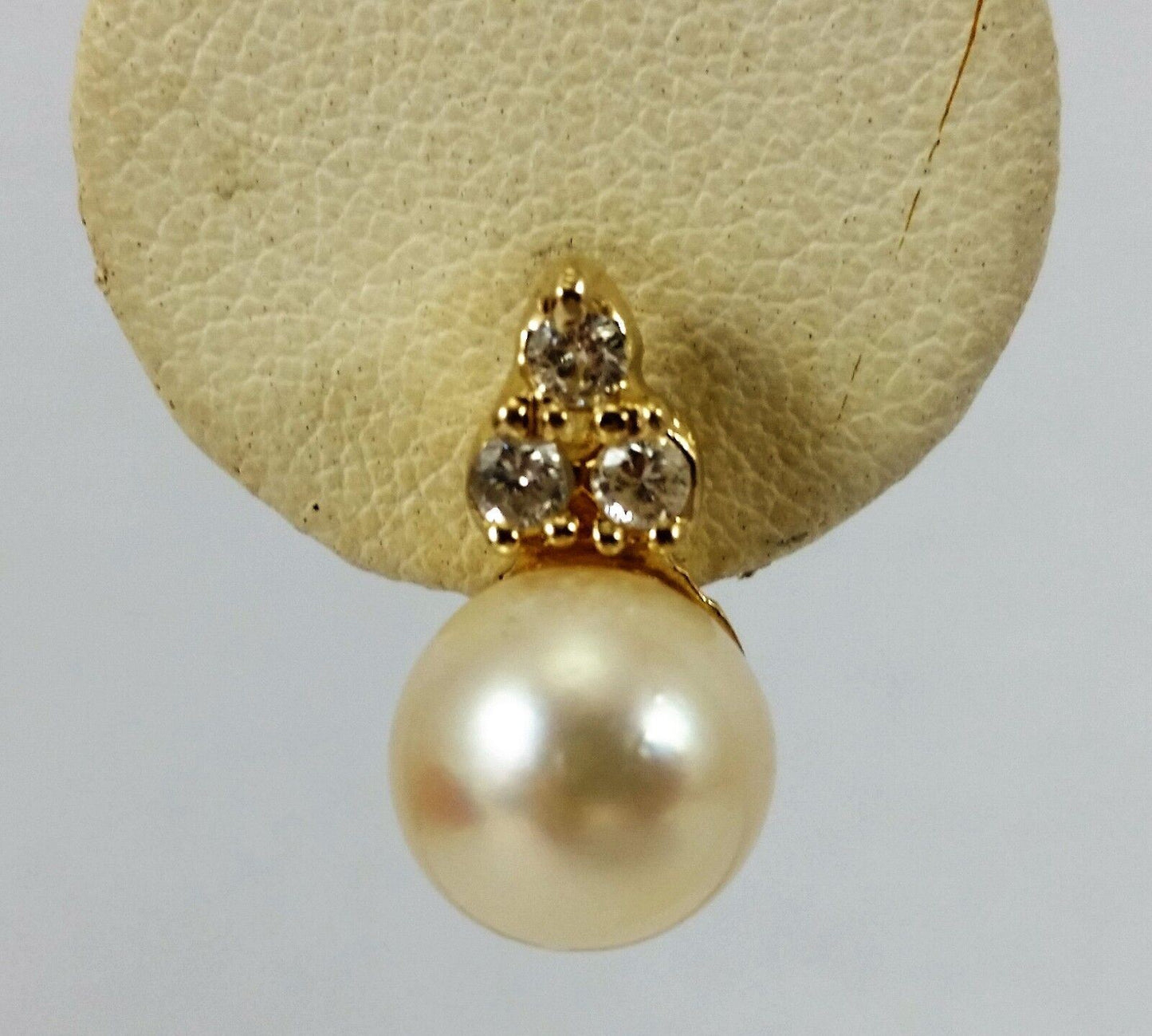 14K Yellow Gold Designer Pearl & Diamond Earrings