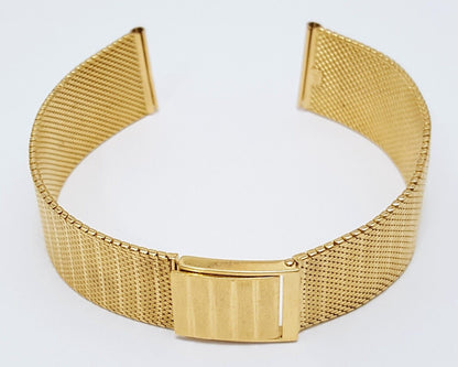 18K Yellow Gold Mesh Design Watch Bracelet 6.75" Length