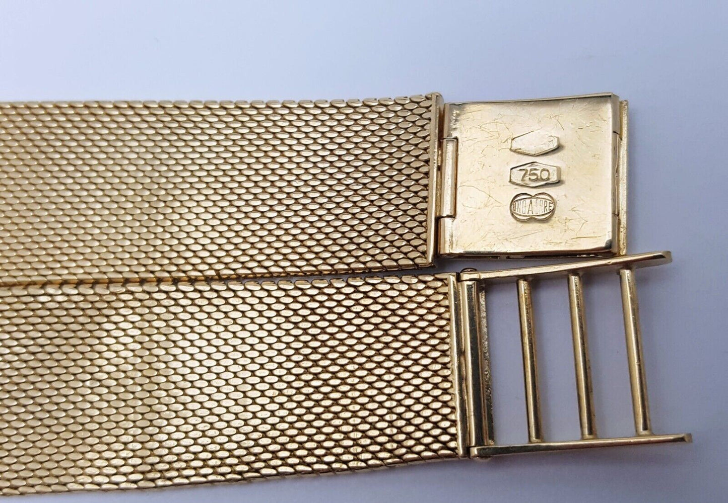 18K Yellow Gold Mesh Design Watch Bracelet 6.75" Length