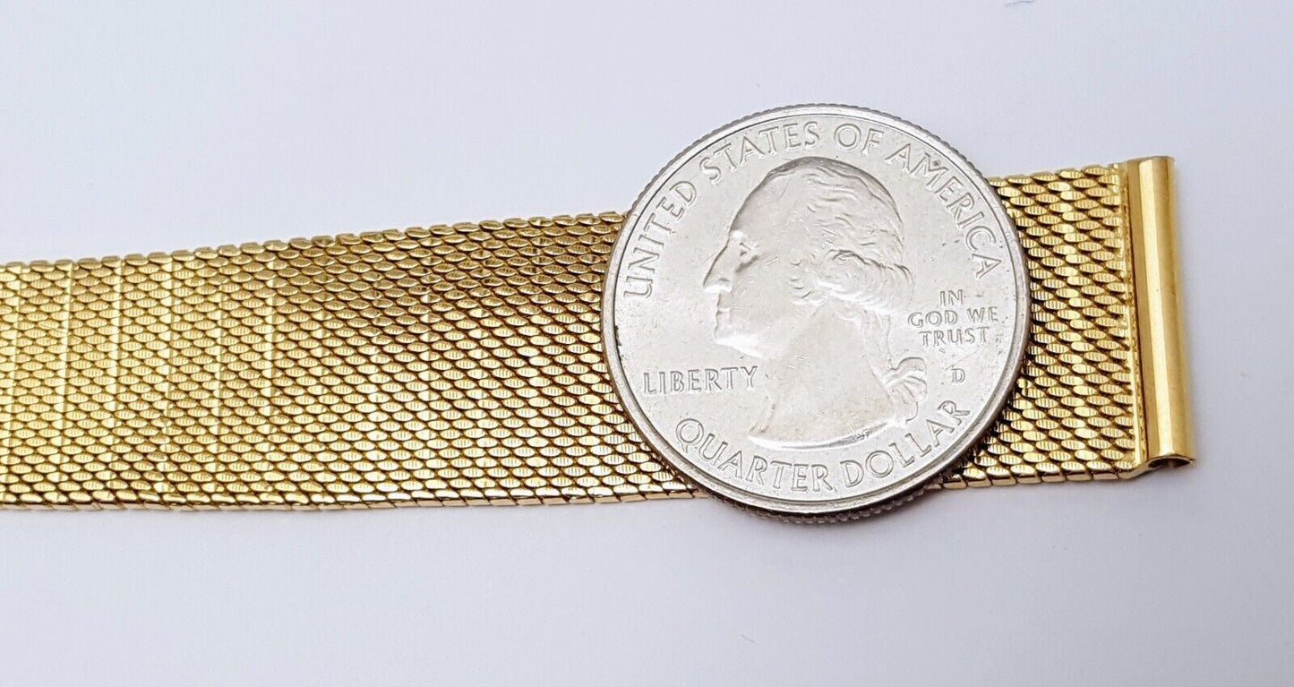 18K Yellow Gold Mesh Design Watch Bracelet 6.75" Length