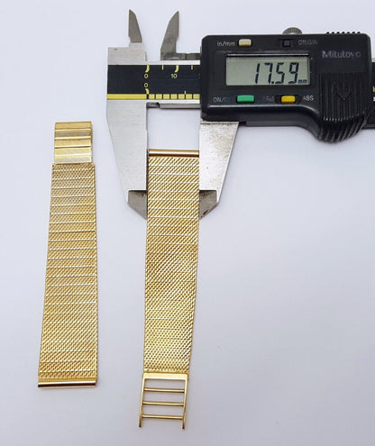 18K Yellow Gold Mesh Design Watch Bracelet 6.75" Length