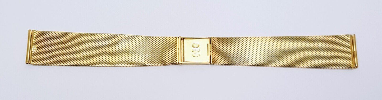 18K Yellow Gold Mesh Design Watch Bracelet 6.75" Length