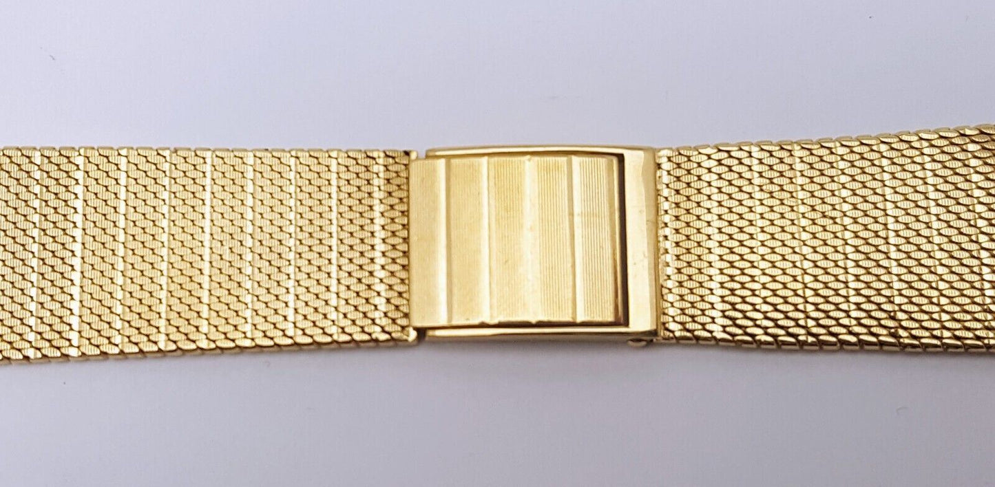 18K Yellow Gold Mesh Design Watch Bracelet 6.75" Length