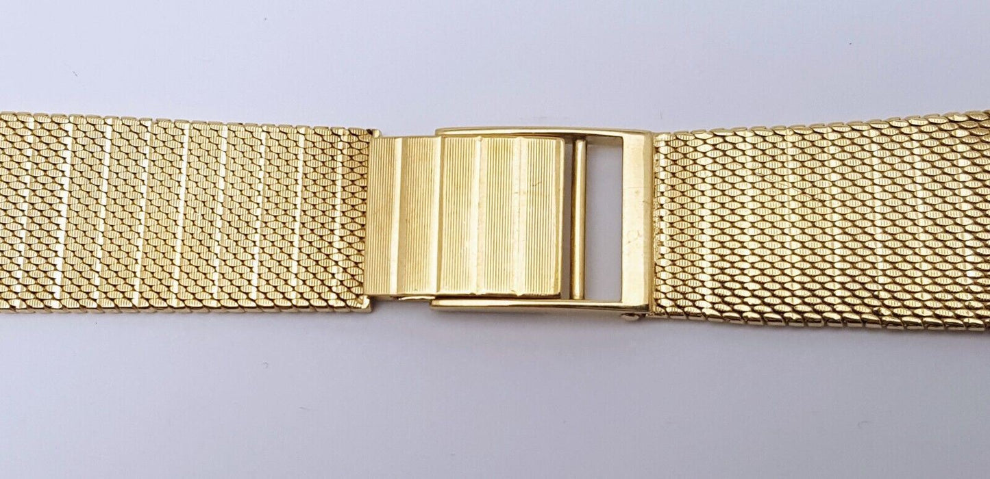 18K Yellow Gold Mesh Design Watch Bracelet 6.75" Length