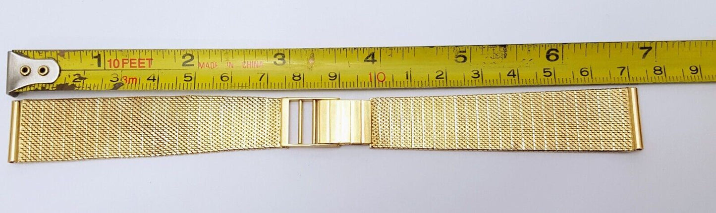 18K Yellow Gold Mesh Design Watch Bracelet 6.75" Length