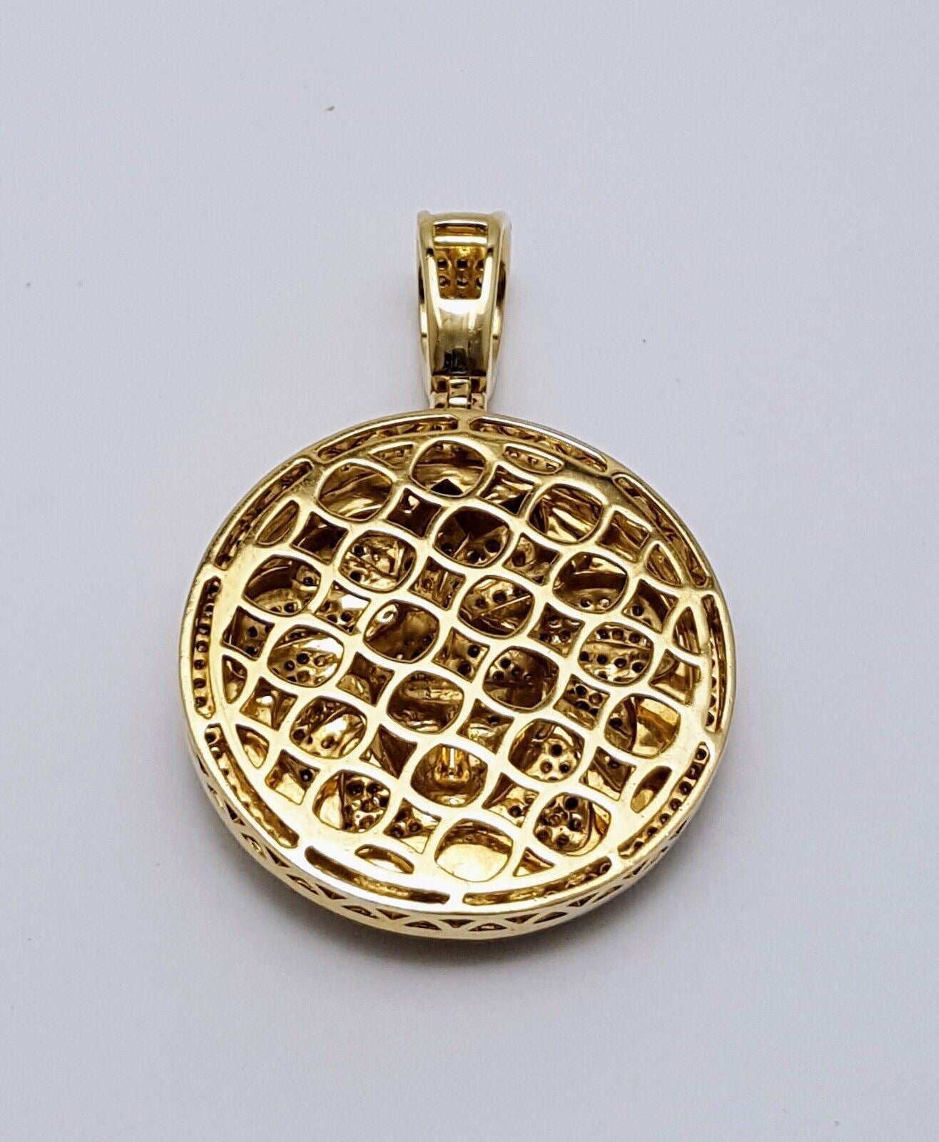 10K Solid Yellow Gold Circular Medusa Versace Diamond Charm Pendant