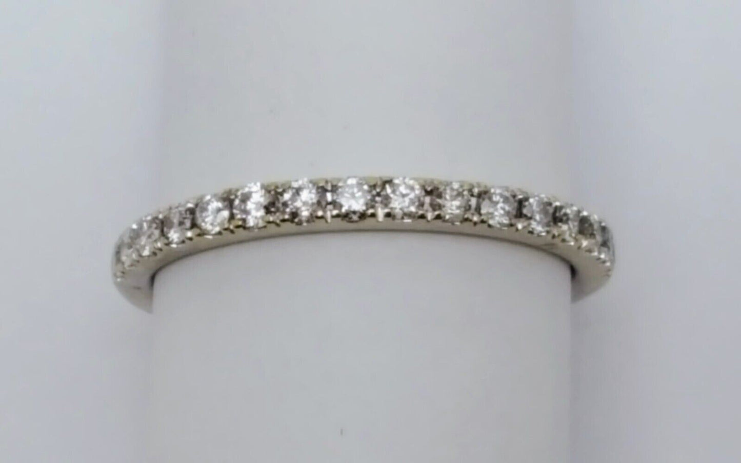 14K White Gold Single Row Diamond Wedding Band Ring