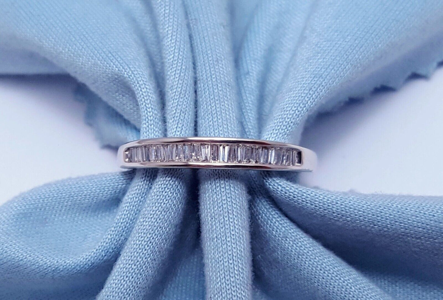 14K White Gold Baguette Diamond Wedding Band Ring