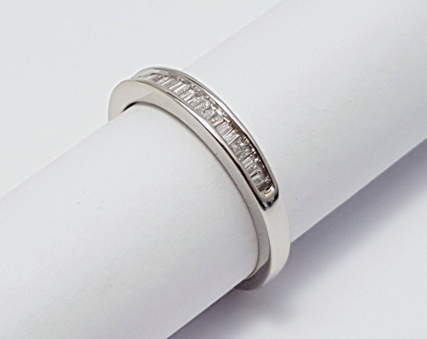 14K White Gold Baguette Diamond Wedding Band Ring