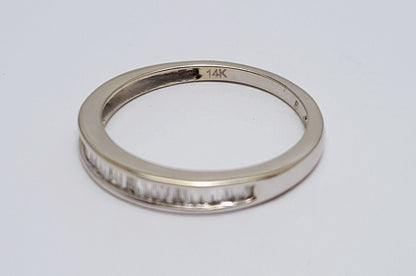 14K White Gold Baguette Diamond Wedding Band Ring