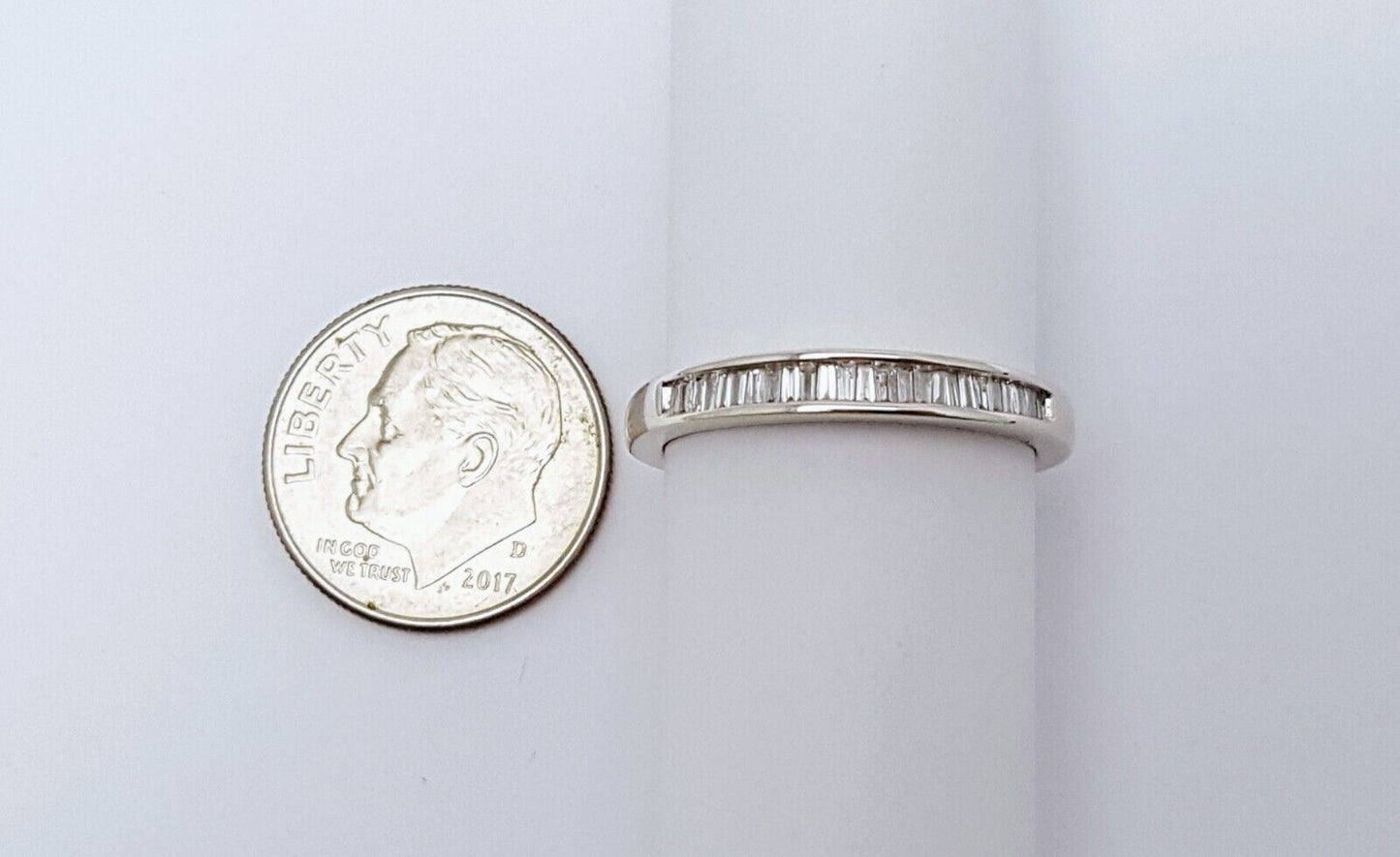 14K White Gold Baguette Diamond Wedding Band Ring