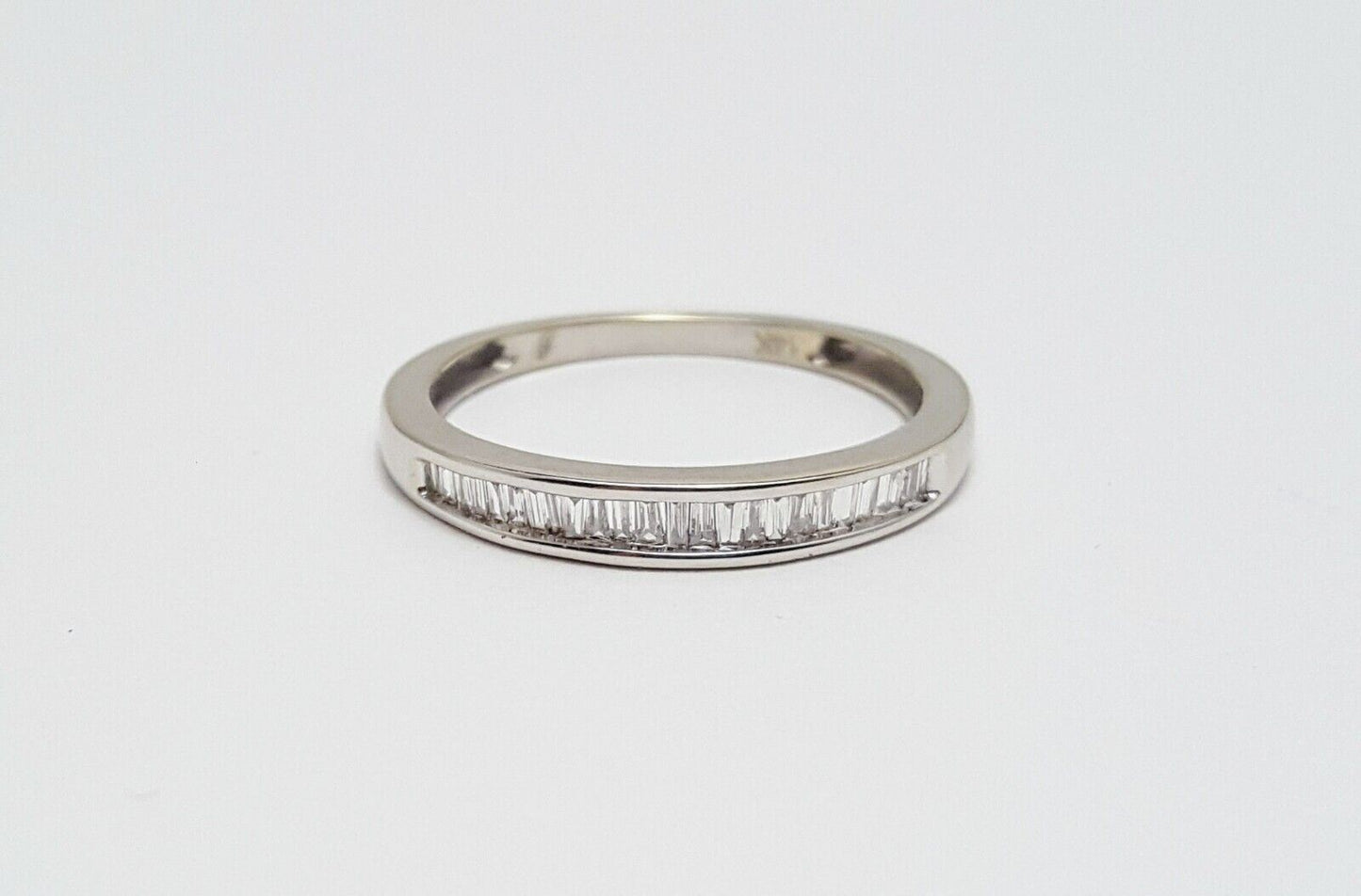 14K White Gold Baguette Diamond Wedding Band Ring