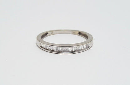 14K White Gold Baguette Diamond Wedding Band Ring