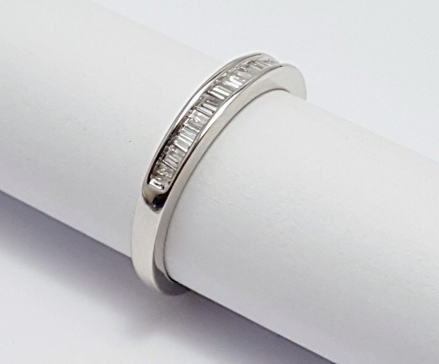 14K White Gold Baguette Diamond Wedding Band Ring