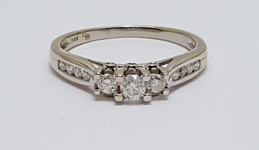 14K White Gold Ladies Diamond Engagement Ring