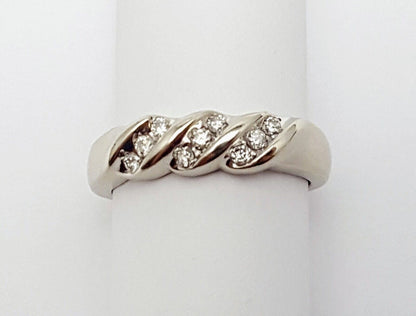 14K Solid White Gold Designer Twist Diamond Engagement Ring