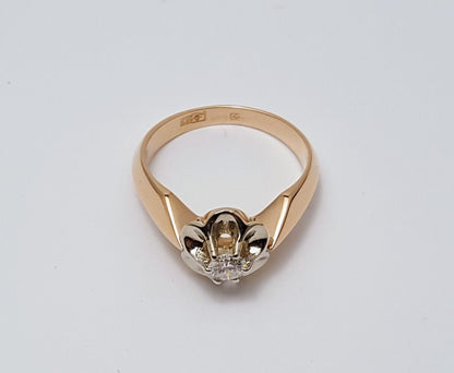 14K Two Tone Multi Tone Gold USSR Diamond Ring