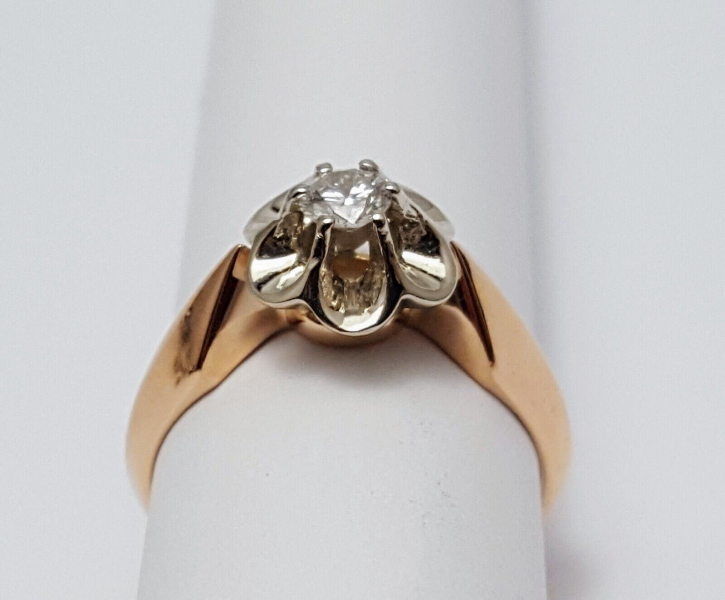 14K Two Tone Multi Tone Gold USSR Diamond Ring