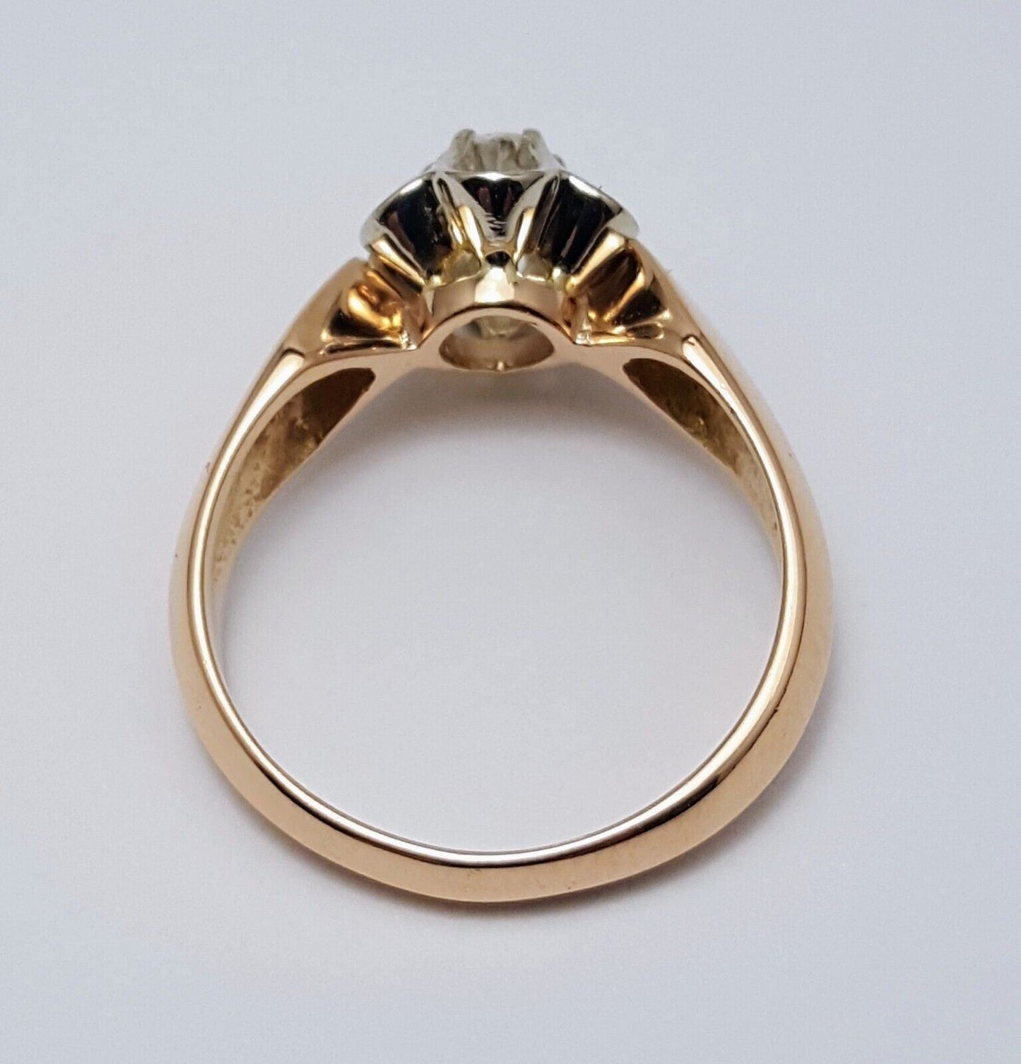 14K Two Tone Multi Tone Gold USSR Diamond Ring