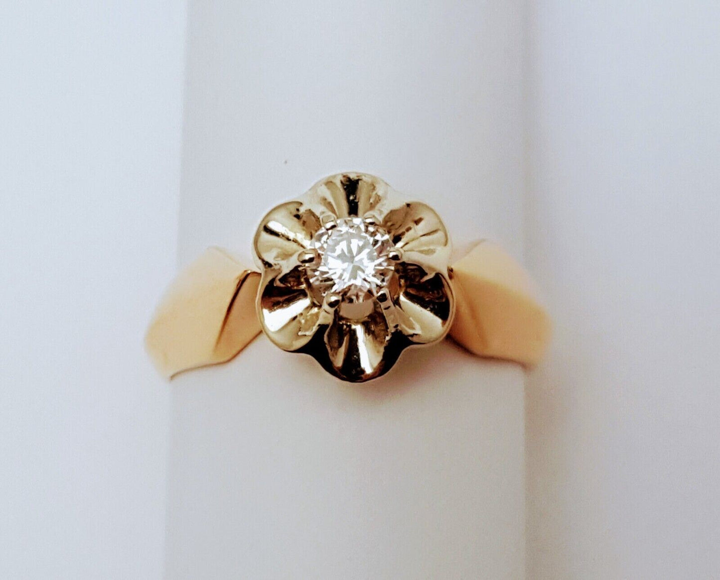 14K Two Tone Multi Tone Gold USSR Diamond Ring