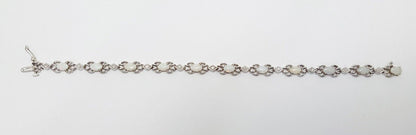 14K White Gold Designer Opal & Diamond Tennis Bracelet